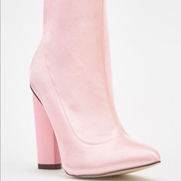 pink satin booties